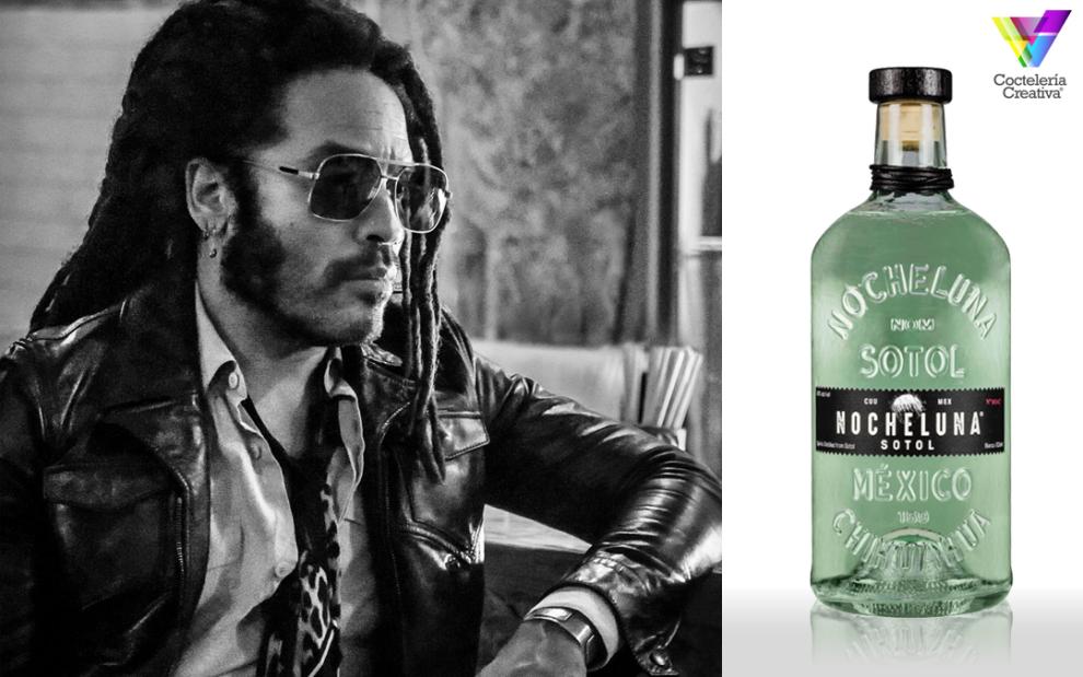 Imagen de Lenny Kravitz y botella de Nocheluna Sotol