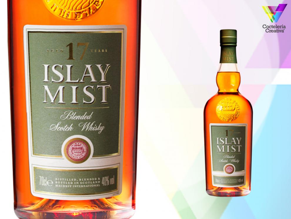 imagen de botella de whisky islay mist 17 years con detalle de la etiqueta