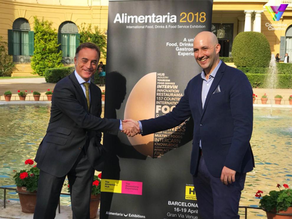 imagen Tony Valls y George Restrepo presentando Barcelona Cocktail Art en Alimentaria 2018
