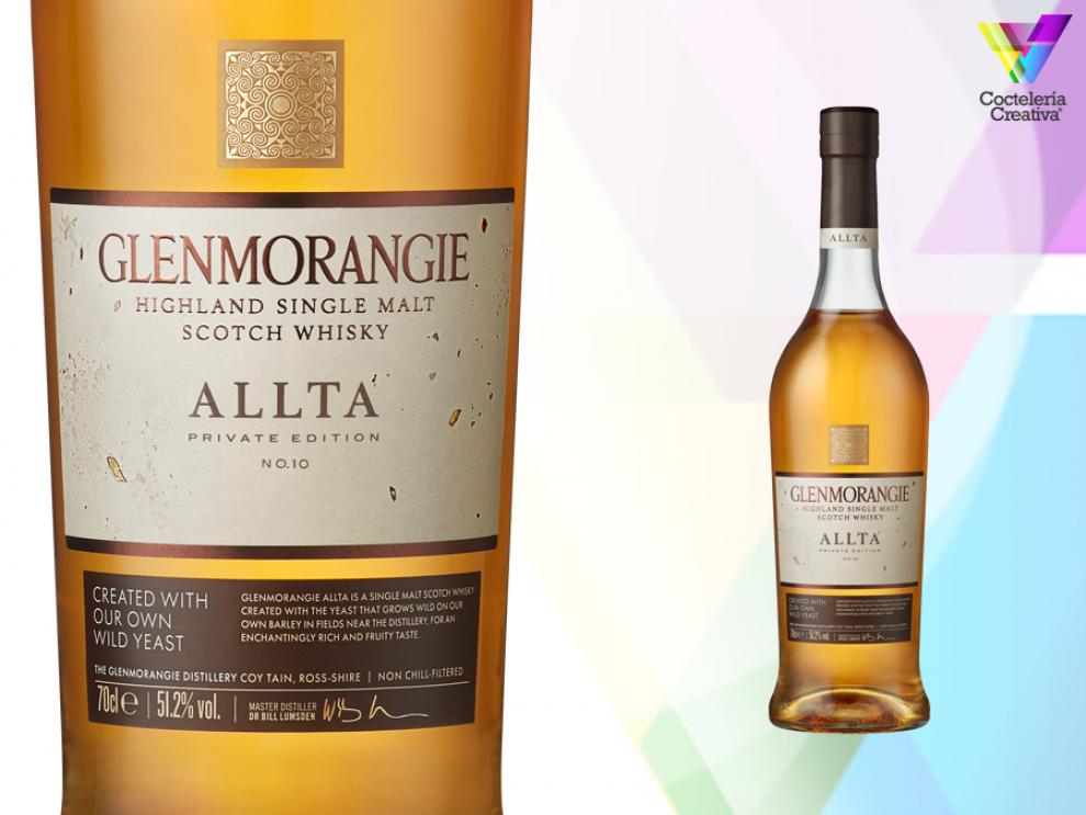 imagen de la botella de allta single malt de glemorangie con detalle de la etiqueta