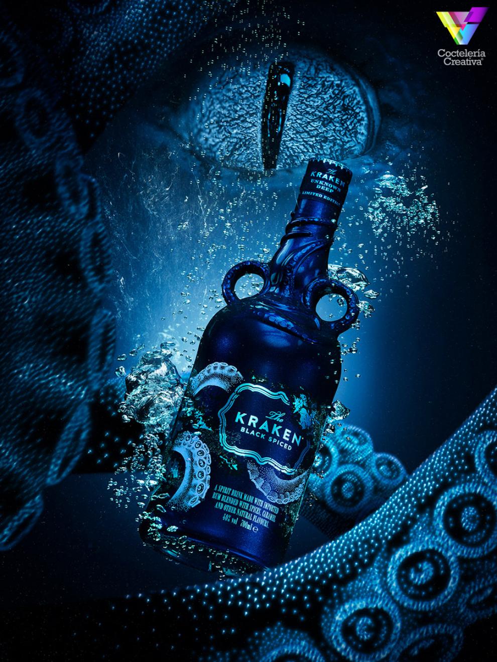Botella Edición Limitada The Kraken con bioluminiscencia