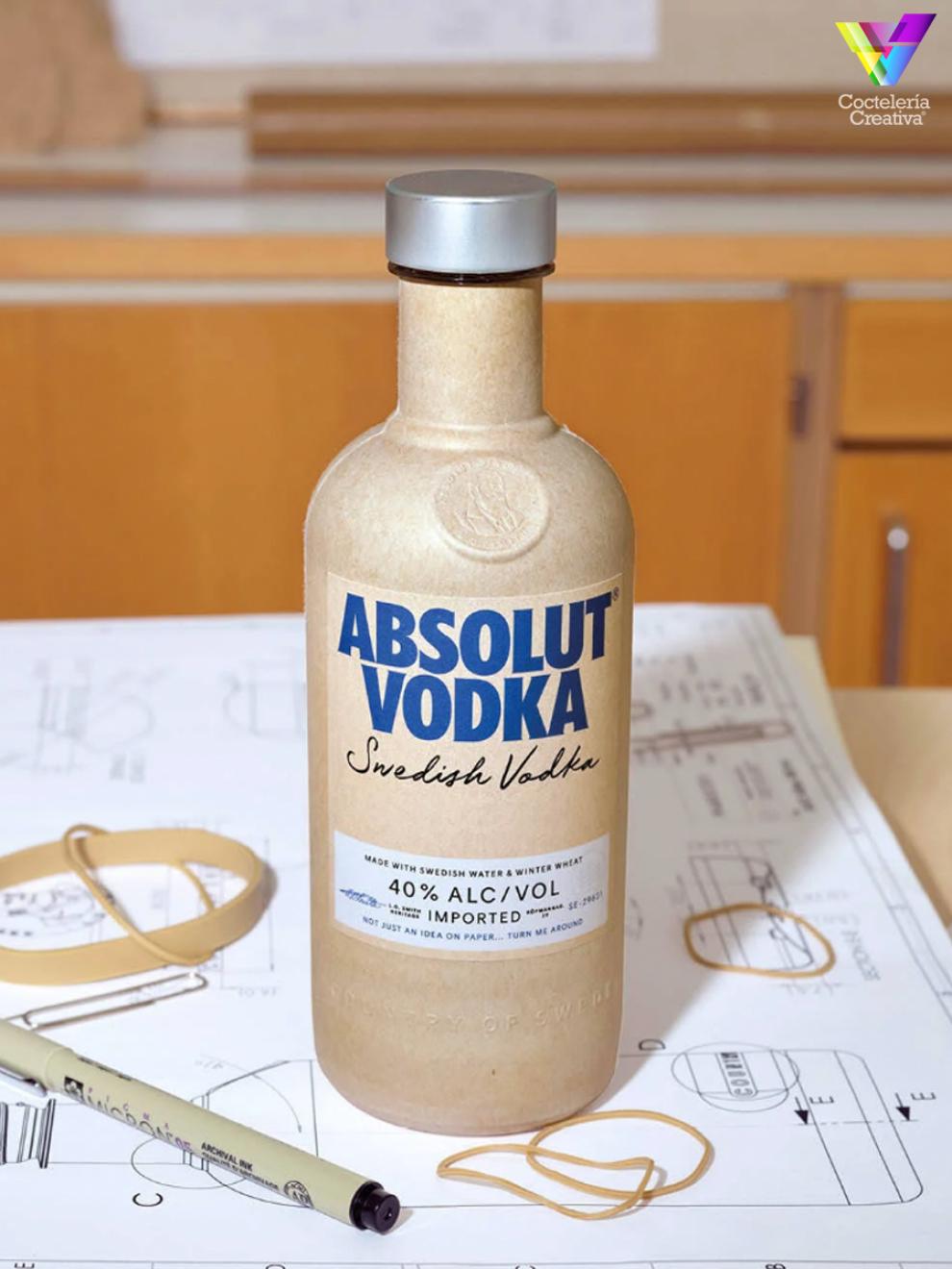imagen botella de papel Absolut Vodka