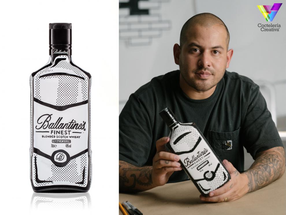 ballantines joshua vides imagen de la botella dibujada por el artista joshua vides
