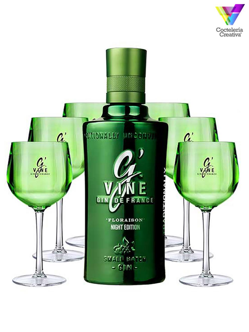 imagen de la botella de gvine night edition con copas de regalo