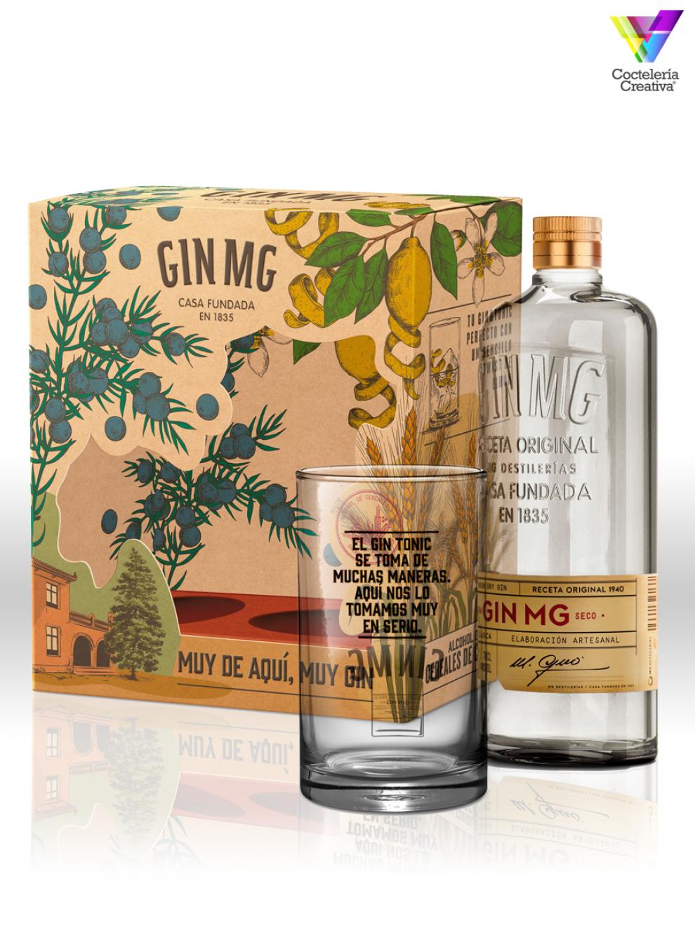 imagen pack navidad botella Gin MG y vaso gratis