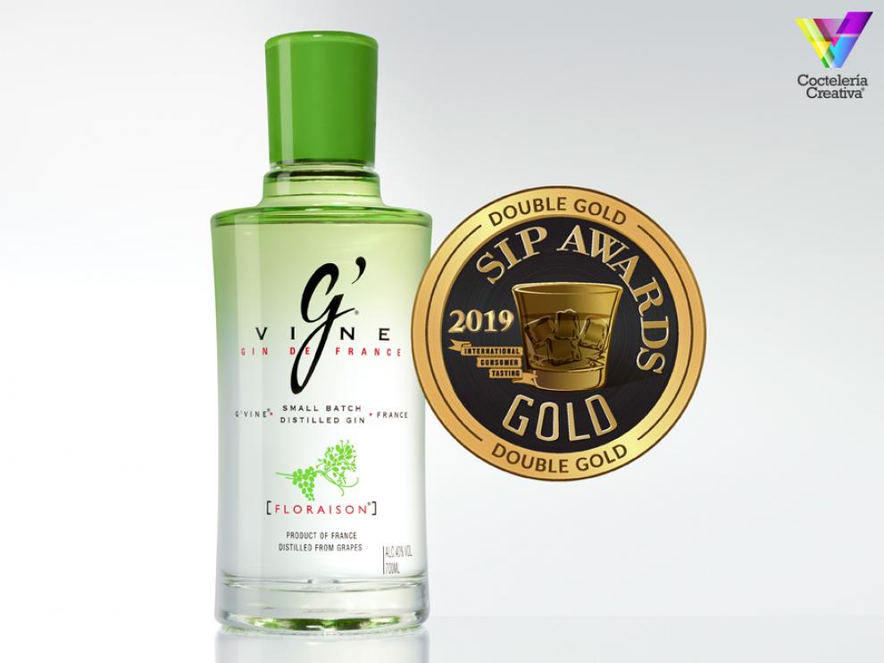 G'Vine Gin Doble Medalla de Oro Sip Awards 2019 imagen G'Vine Gin con sello Medalla de Oro Sip Awards 2019