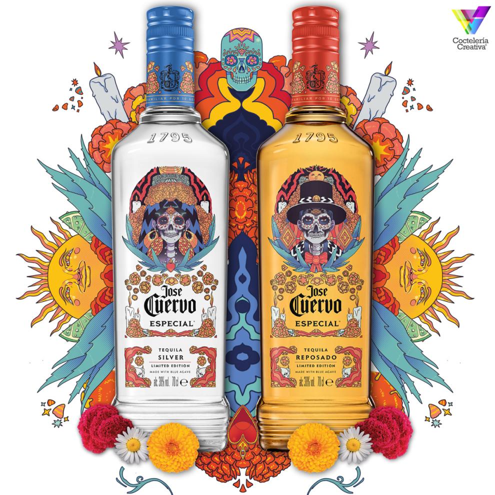 imagen botellas edición especial de José Cuervos para el Día de Muertos