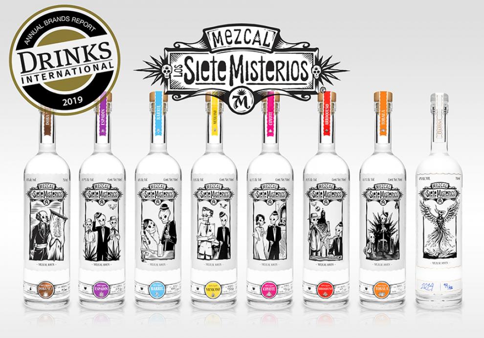 imagen de las 8 referencias del mezcal Los Siete Misterios