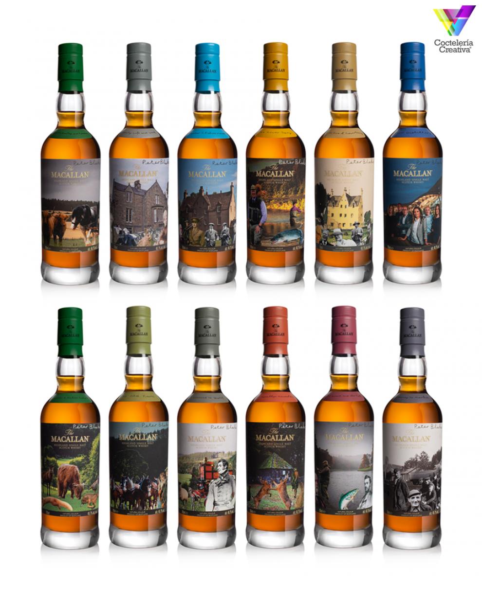 imagen de la colección de whiskyes the macallan y el artista sir peter blake