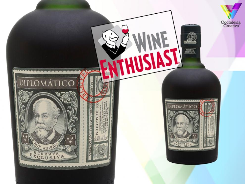 Imagen de botella Ron Diplomático con sello Wine Enthusiast