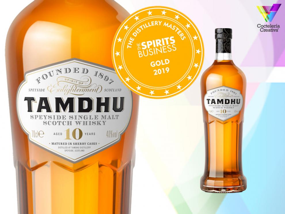 Imagen botella whisky Tamdhu 10 con sello dobel medalla de oro
