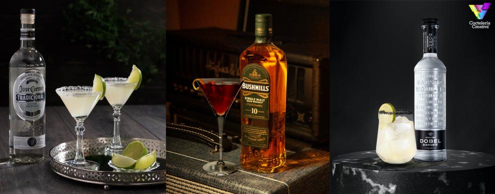 Tres cócteles para celebrar el Día Mundial del Cóctel imagen cócteles con botellas ICON Spirits
