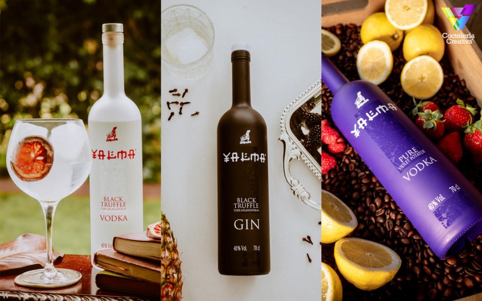 Yalma Premium vodka y ginebra imagen botellas de YALMA premium