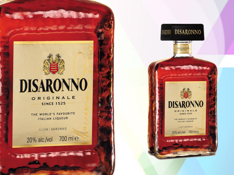 imagen de la botella de disaronno amaretto con detalle de la etiqueta