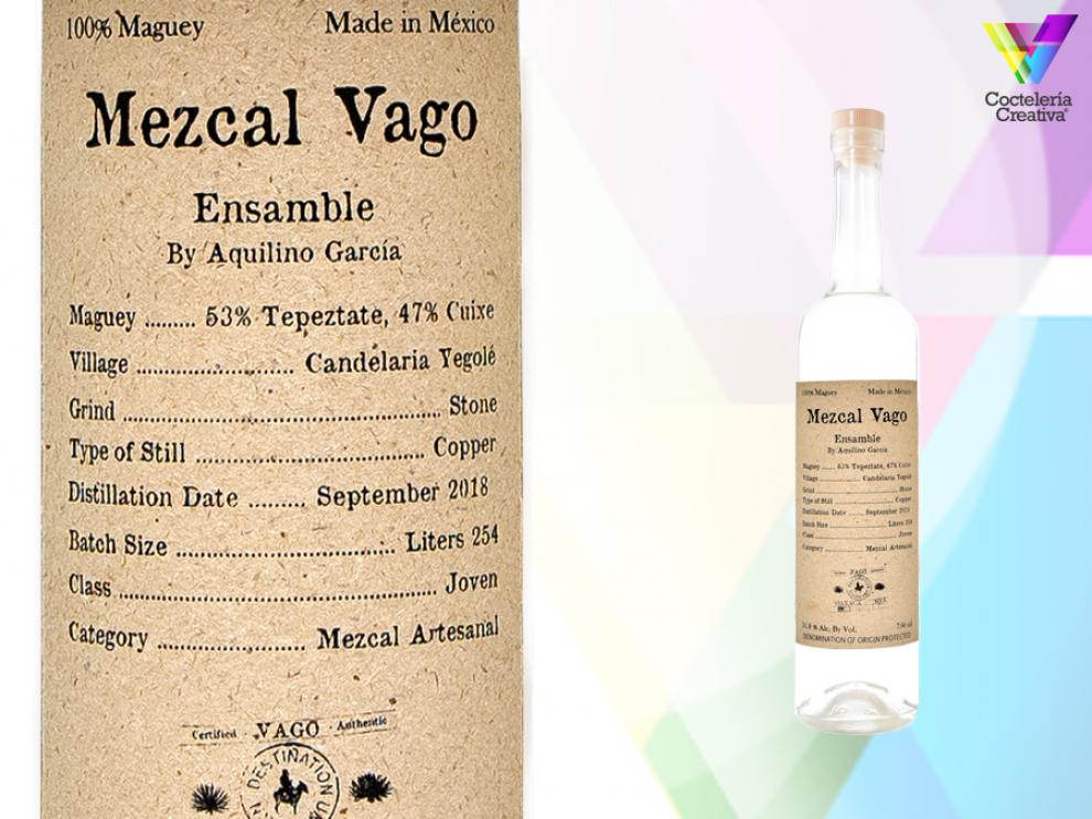 Mezcal Vago Ensamble imagen botella y etiqueta Mezcal Vago Ensamble