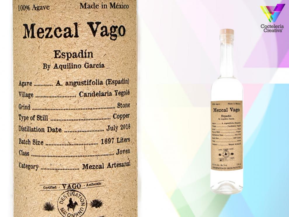 Mezcal Vago Espadín imagen botella y etiqueta Mezcal Vago Espadín