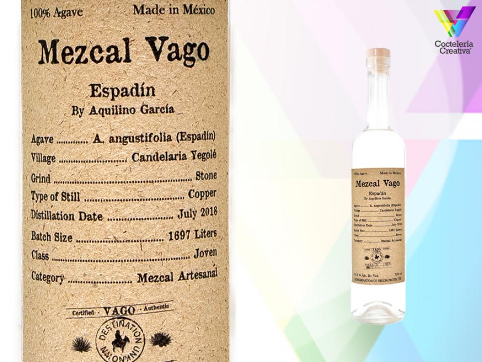 imagen botella y etiqueta Mezcal Vago Espadín