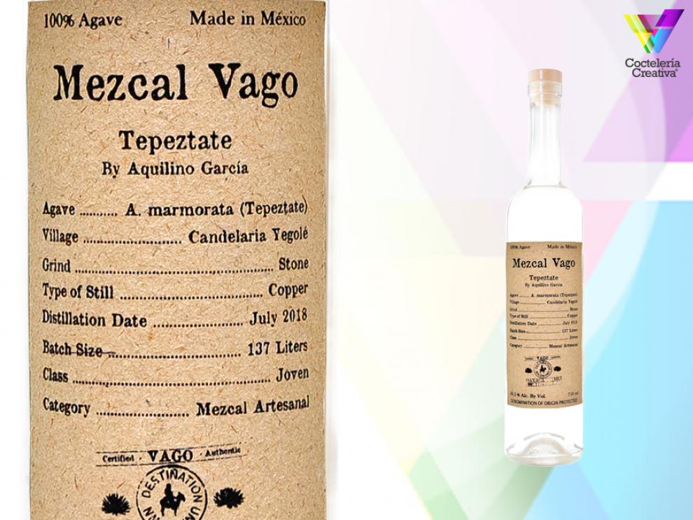 imagen botella y etiqueta Mezcal Vago Tepeztate
