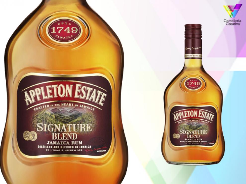 imagen de la botella del ron de jamaica appleton state signature blend con detalle de etiqueta