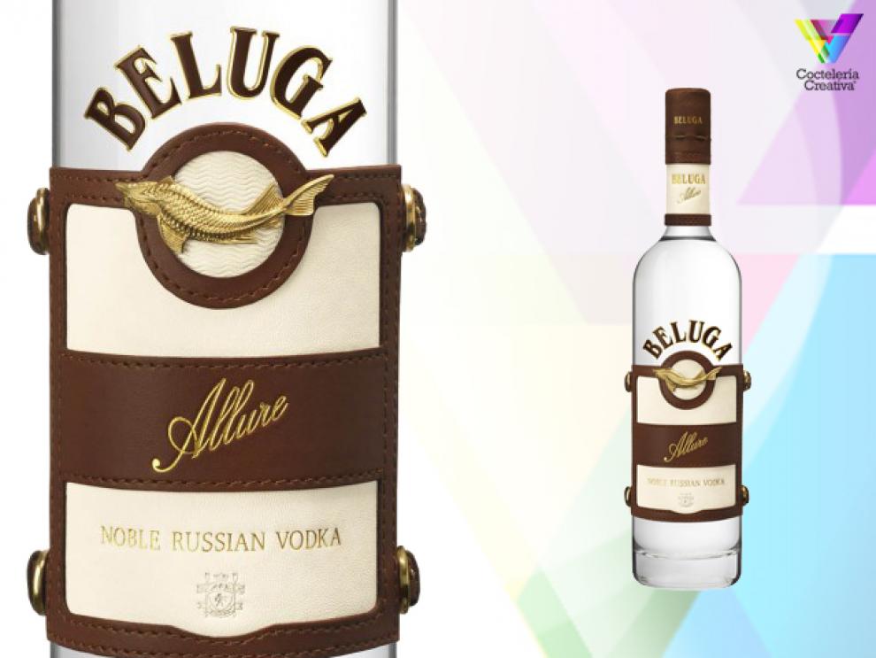 imagen de la botella de vodka beluga allure con detalle de la etiqueta