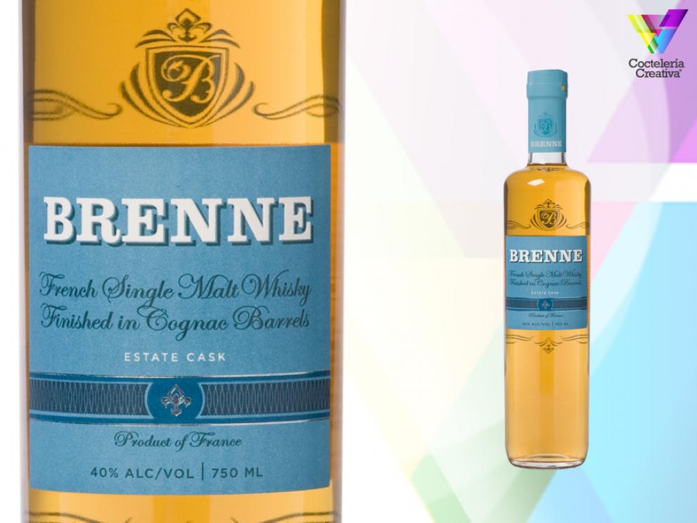 imagen de la botella de brenne french single malt whisky con detalle de la etiqueta