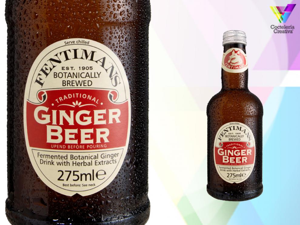 ginger beer fentimans imagen de botellín de ginger beer de fentimans con detalle de la etiqueta