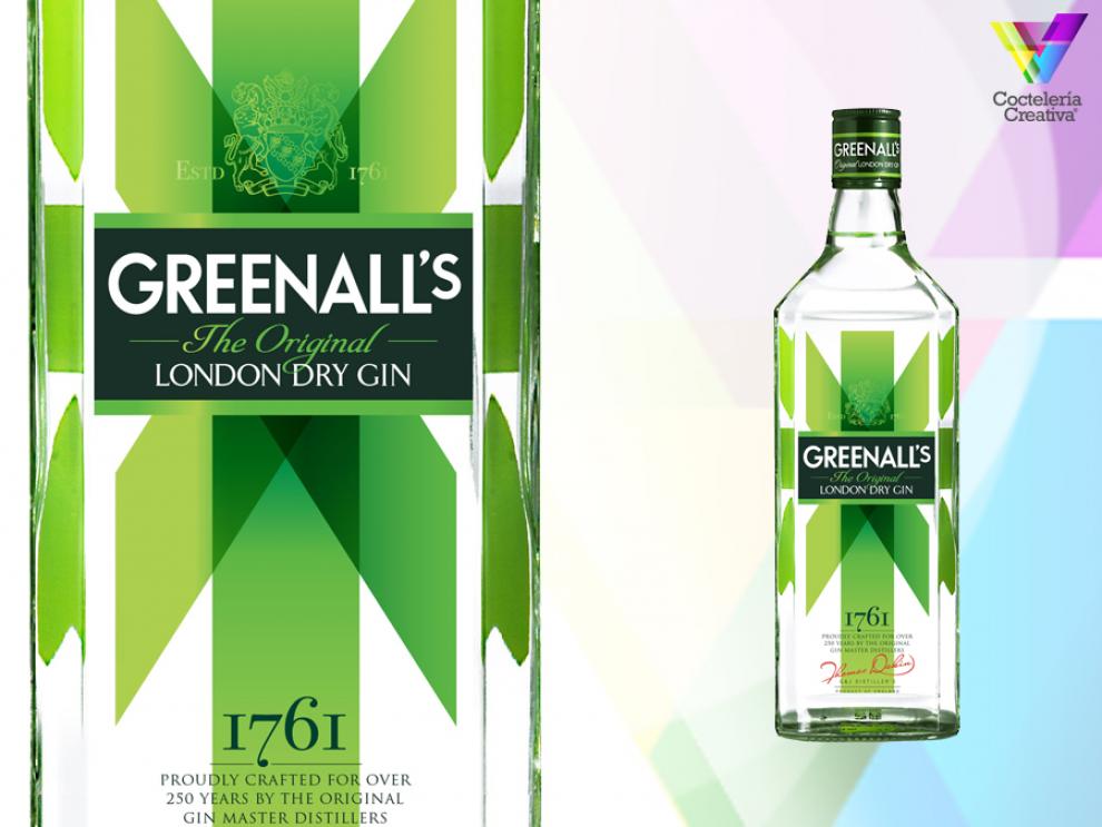 imagen de la botella de greenalls london dry gin con detalle de la etiqueta