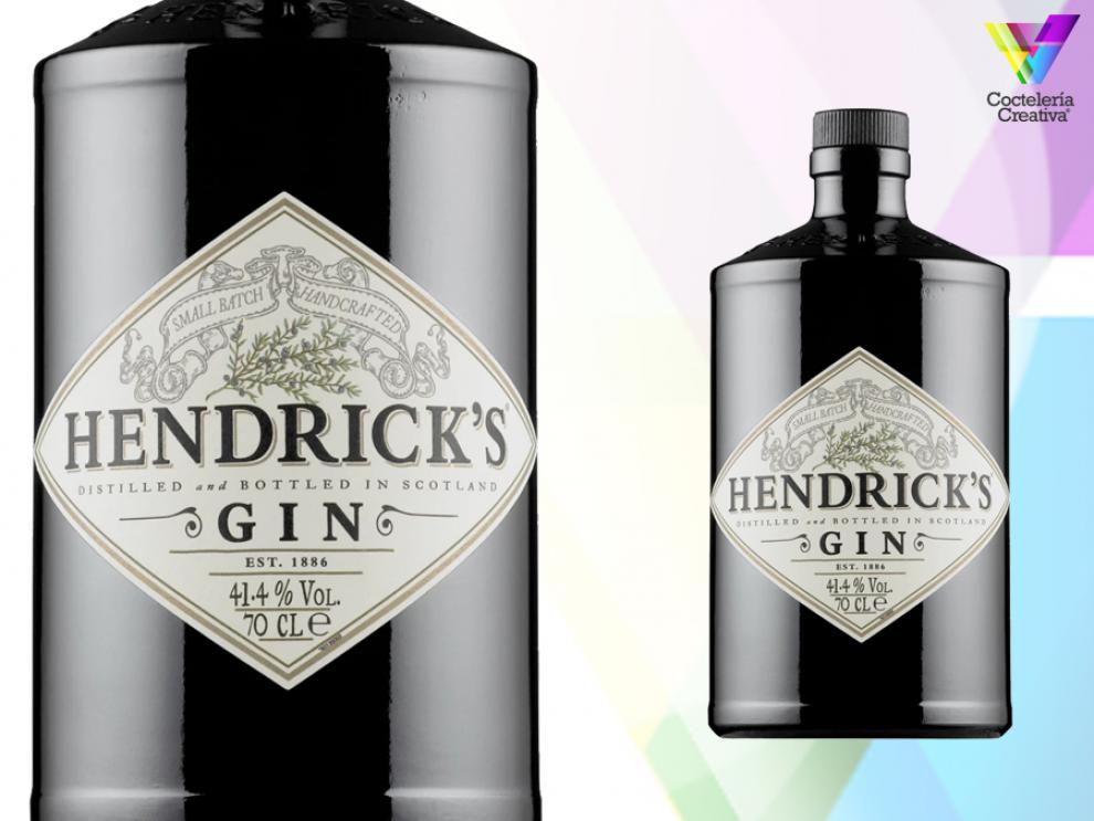 imagen de la botella de hendricks gin con detalle de la etiqueta