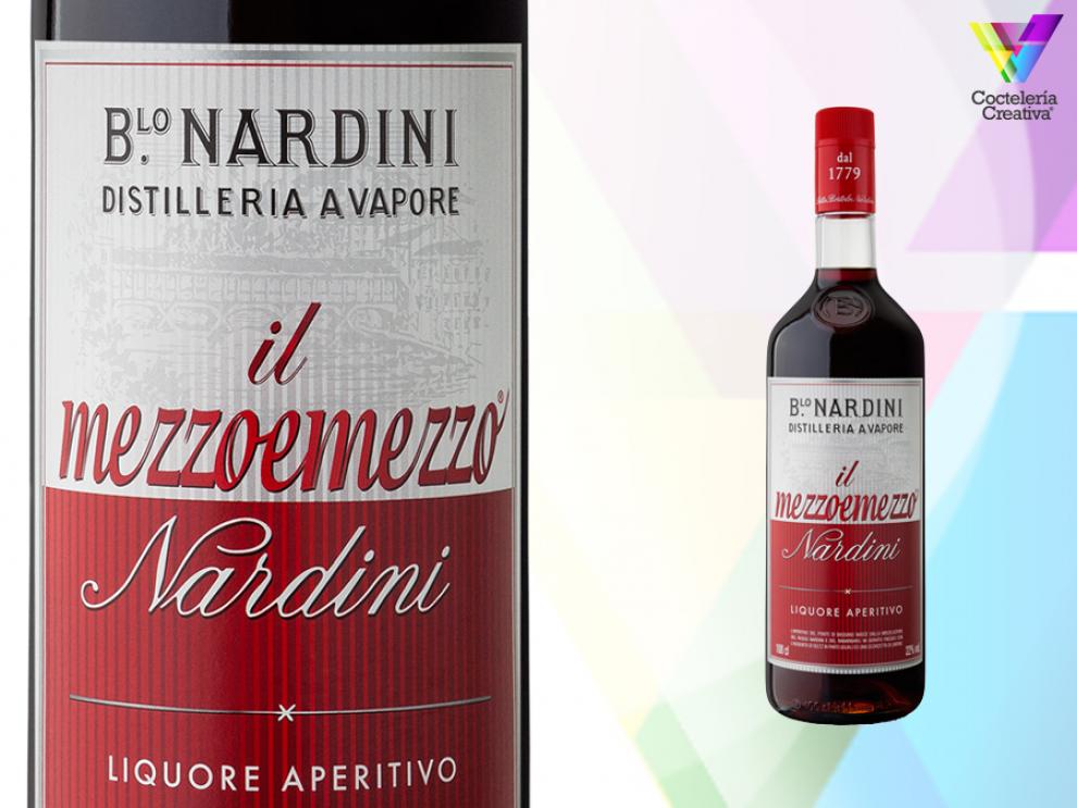 imagen de la botella mezzoemezzo de nardini con detalle de la etiqueta