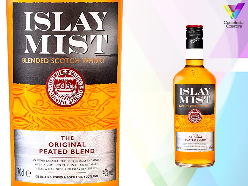 imagen de la botella de whisky islay mist original con detalle de la etiqueta