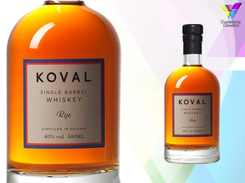 imagen de Koval Rye Whiskey Single Barrel con detalle de su etiqueta