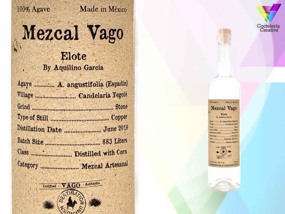 Mezcal Vago Elote imagen etiqueta y botella Mezcal Vago Elote