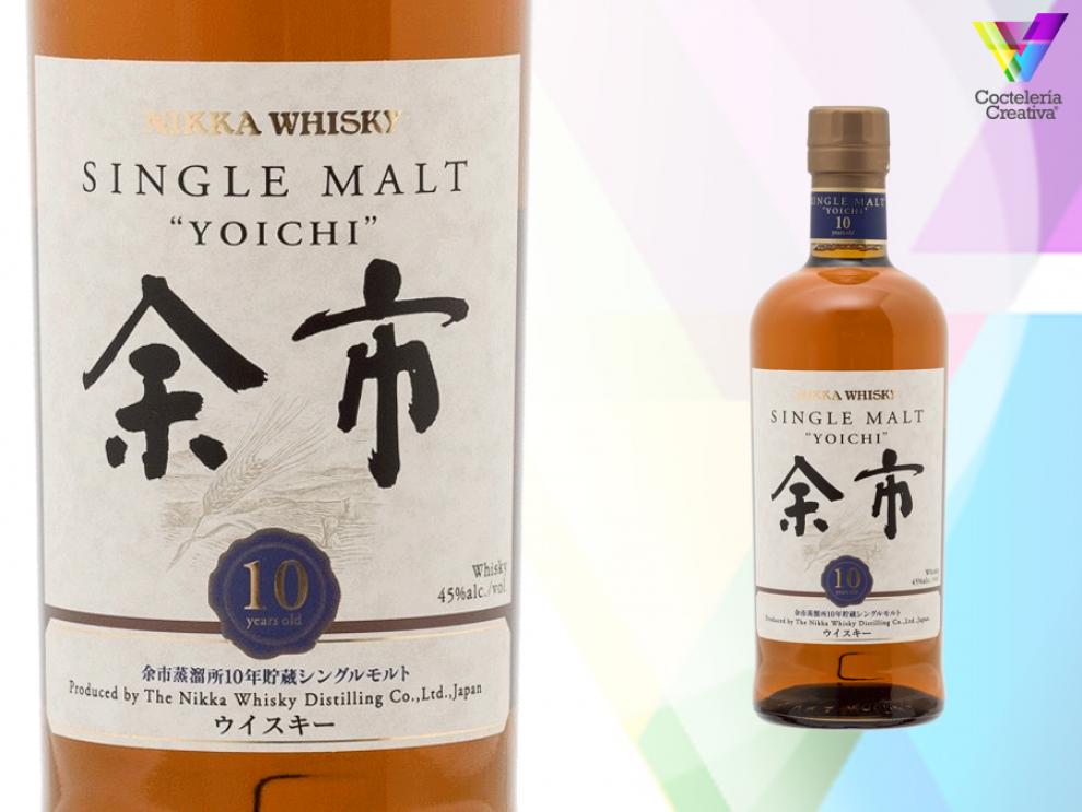 imagen botella whisky japones nikka yoichi 10 years old con detalle de etiqueta