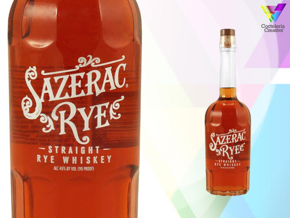 imagen de sazerad rye straight rye whiskey con detalle de etiqueta