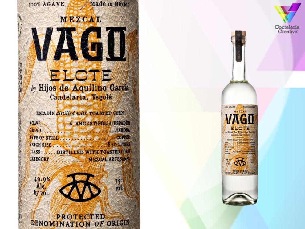 imagen etiqueta y botella Mezcal Vago Elote